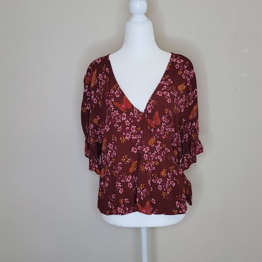 EUC Madewell Tie-Sleeve Wrap Top - Picture 8 of 12